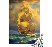 Tall Sailing Ship Jigsaw Puzzles 1000Pc Recycled Paper Ocean Voyage ArtPuzzle for Adults Jigsaw Puzzle Impossible Hard Difficult Family Game Fun Present & Activity 70x50cm/1000pcs