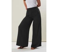 Tall Satin Wide Leg Trousers Long Tall Sally Black 22XL