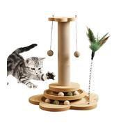 Tall Scratching Post For Cats 40x25x25cm Cat Scratching Post 4 In1Scratching Post For Indoor Cats With Widened Solid Wood Base, Two Sisal Rope Balls, Interactive Track & Spring Toy