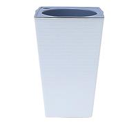 Tall Self Watering Indoor Outdoor For Patio Planter Pot Decorative Gardening & Home Décor Square Large Glass Vase Wide (White, A)