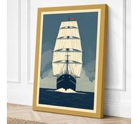 Tall Ship at Rest Vintage Canvas Wall Art Print 36x24 Inch (91 x 61 cm)