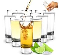 Tall Shot Glasses - 60ml / 2oz Clear Heavy Base Shot Glass - 12 Pack Reusable Shot Glasses for Vodka, Brandy, Cocktail, Whiskey and Tequila
