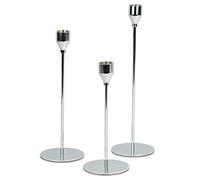 Tall Silver Candlestick Holders - Set of 3 Taper Pillar Candle Stick Stands for Table Centerpieces, Wedding, Fireplace, Vintage Home Décor & Housewarming Gift