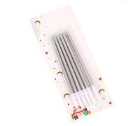 Tall Skinny Metallic Birthday Candles Premium Shiny[Silver]