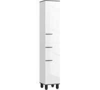 Tall Slim Bathroom Cabinet High Gloss White Storage Cupboard Freestanding Unit