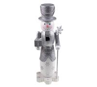 Tall Snowman Nutcracker by Clever Creations | Glittery Silver Outfit with Tophat | Holding Gift and Snowflake Scepter | Perfect for Any Collection | Festive Christmas Decor | 14" Tall