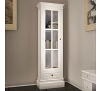 Tall Spice Cabinet 138cm White MDF Acrylic Door 3 Shelves Drawer Vintage Narrow