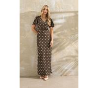 Tall Spot Angel Sleeve Maxi Dress Long Tall Sally Brown 14