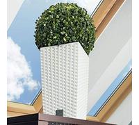 Tall Square Plastic Rattan Indoor/Outdoor Planters, Single Pot, (11 Litre, White)