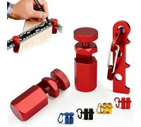 Tall Stair Gauges for Framing Square, Hex Flat Stair Gauge for Circular Saw, Aluminium Anti-Slip Stringer Layout Tool with Holder & Carabiner for Carpentry Rafter (Red)