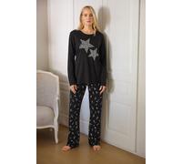 Tall Star Wide Leg Pyjama Set Long Tall Sally Black 10-12