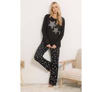Tall Star Wide Leg Pyjama Set Long Tall Sally Black 14-16