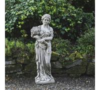 Tall Stone Cast Lady with Flowers