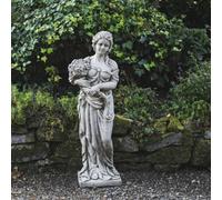 Tall Stone Cast Lady With Flowers