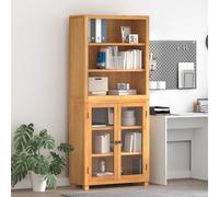 Tall Storage Cabinet 80x35x185 cm Brown Engineered Wood 4-Door Anti-Tip OakFrame