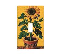 Tall Sunflower Surreal Cartoon Light Switch Cover Decorative Single Toggle 1 Gang Wall Plate for Kitchen Farmhouse Bedroom Bathroom Art Decor