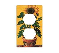 Tall Sunflower Surreal Cartoon Outlet Cover Light Switch Cover Decorative 1 Gang Wall Plate for Kitchen Room Bathroom Size 7x11.4cm