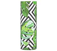 Tall Transparent PS Plastic Cylinder Vase, 3.9 in Opening High Sturdy Decor Vase 11.8 in for Flowers Storage Clear Wedding Green Tropical Palm Tree Leaves on Black and White Geometric