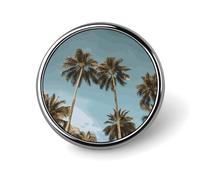 Tall Tropical Palm Trees Badge Exquisite Round Alloy Brooch Cute Brooch Fashion Name Badge Lightweight Elegant Pin Compact Circular Alloy Lapel Pin for Id Club Event Souvenir Gift