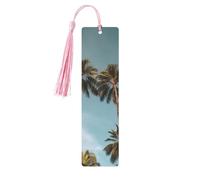 Tall Tropical Palm Trees Wood Bookmark for Book Lovers Birthday Teachers Gift, Handmade Craft Book Marks Ornaments with Tassel Exquisite Reading Page Markers for Men Women