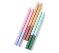 Tall Unscented Hexagonal Multi Color Taper Candles (6 Pack) Smokeless Unscented Taper Candle Long Burning Hand Poured 13.8 inch Candlesticks Ideal for Weddings Dinner Parties Home Decor