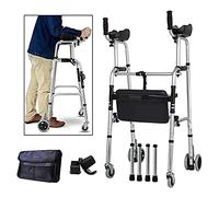 Tall Upright Walker with Padded Armrest and Seat, Bariatric Heavy-Duty Folding Walker with Wheels for Seniors, Mobility Aid for Handicap The New