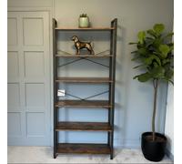 Tall Vintage Industrial Bookcase Display Storage Shelving Unit Rustic Tier Metal