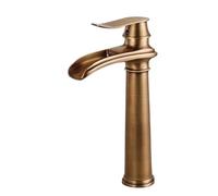 Tall Waterfall Taps for Bathroom Sink Vintage Open High Rise Basin Mixer Tap Brass Tall Taps for Bathroom Basin,Antique