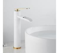 Tall White Bathroom Sink Mixer Tap - Waterfall Design, Hot & Cold Faucets, Stylish Basin Taps for Modern Bathrooms - & Easy to Install