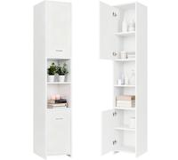 Tall White Cabinet Slim Bathroom Freestanding Tallboy Cupboard Shelving Unit UK