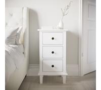 Tall White Wooden 3 Drawer Bedside Table - Marlowe