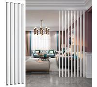 Tall White Wooden Room Divider - Floor to Ceiling Partition Panels (6ft 7ft 8ft) - Modern Slatted Design for Home Decor and Space Separation - 5 Pieces