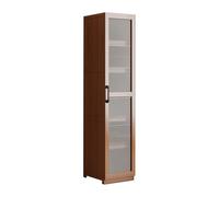 Tall Wood Bookshelf with Doors Floor Standing Storage Shelves Modern Display Bookcase for Living Room Home Office LibraryBrown 30 7F