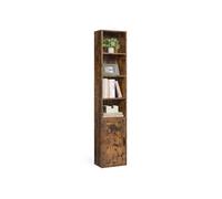 Tall Wooden Bookcase with Door for Living Room and Home Office, Rustic Brown / 31.8W cm