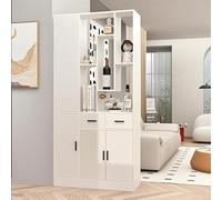 Tall Wooden Slats Room Divider200cm/78.7in FloortoCeiling Partition Panel with Storage Space Stylish Entrance Separation Wall Durable Wooden Divider for Home & Office