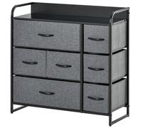 Tallboy Chest of Drawers Grey Fabric 7 Foldable Drawers Metal Frame 80x29x78.5cm