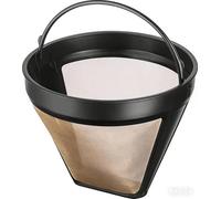 Taller #4 Reusable Coffee Filter, Gold-Tone Permanent Cone Filter Replacement Compatible with KRUPS, Braun BrewSense, DeLonghi 12-Cup Drip Coffeemakers & Ninja Coffee Bar, No-Overflow Design