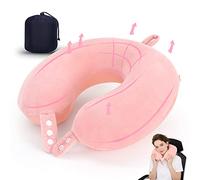 TALLGO Travel Neck Pillow, Best Memory Foam Airplane Pillow for Head Support Soft Adjustable Pillow for Plane, Car & Home Recliner Use (Pink)