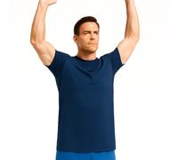 TallGymPro Gym Shirt for Tall Men - Longer Length, Slim-Fit Sleeves - Sweat-Wicking, Quick-Dry Fabric for Tall Lifters (UK, Alpha, M, Regular, Tall, Navy)