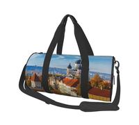 Tallinn Estonia City Print Round Duffel Bag, Canvas Overnight Travel Tote Bag, Waterproof and Tear-Resistant.Foldable Weekend Travel Bag