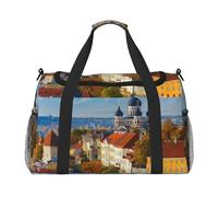 Tallinn Estonia City Print Womens Sports Bags Travel Bag - Gym Tote Bag with Compartment,Duffel Bags for Men,Ladies Holdall,Carry On Weekend Travel Handbags for Women