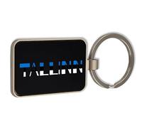Tallinn Estonia Flag Travel Souvenir, Steel Keychain, Black Glass Key Ring, Tag