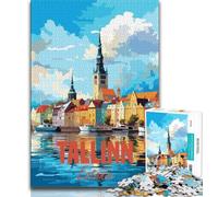 Tallinn Estonia Jigsaw Puzzles for Adults 1000 Pieces,Challenging Game And Family Play for Is Ideal As A Gift for The Whole Family 38x26cm