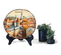 Tallinn Estonia Souvenir Gift - Medieval Charm Wood Plaque Ideal for Baltic Travel Collectors & Architecture Enthusiasts