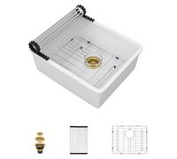 Talllor 21"x17" Undermount Bar Sink - White Granite Composite Classic Quartz Single Bowl Under Counter Sink for RV, Wet Bar, Small Kitchen, Mobile Home #TLGU-135