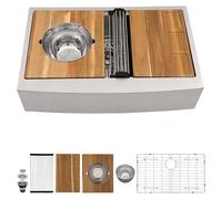 Talllor 30 Inch Farmhouse Sink - Workstation 304 Stainless Steel Single Bowl Apron Front Farm Sinks Undermount Installation, Farmhouse Kitchen Sink with Ledge & Accessories #TLAS-001