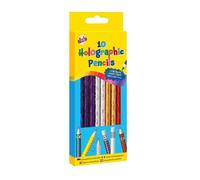 Tallon 10 Pack Holographic Hb Pencils Holographic Design Hb Lead Quality Built In Eraser Tips Assorted Colours Perfect For Kids Eye