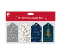 Tallon 16 Festive Gift Tags for Presents - Elegant Seasonal Designs with Trees, Stars & Winter Foliage - Decorative Christmas Wrapping Accessories