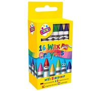 Tallon 16 Pack Wax Crayons Bright Vibrant Colours Sharpener Included Child Friendly Design Great For Creative Fun Full