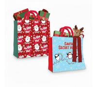 Tallon 2 Cute Christmas Gift Bags Reusable Woven Tote Bag Santa Penguin 40Cm